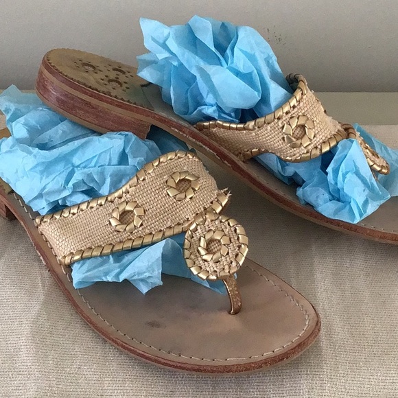 Jack Rogers Gold Sandals - Picture 1 of 4